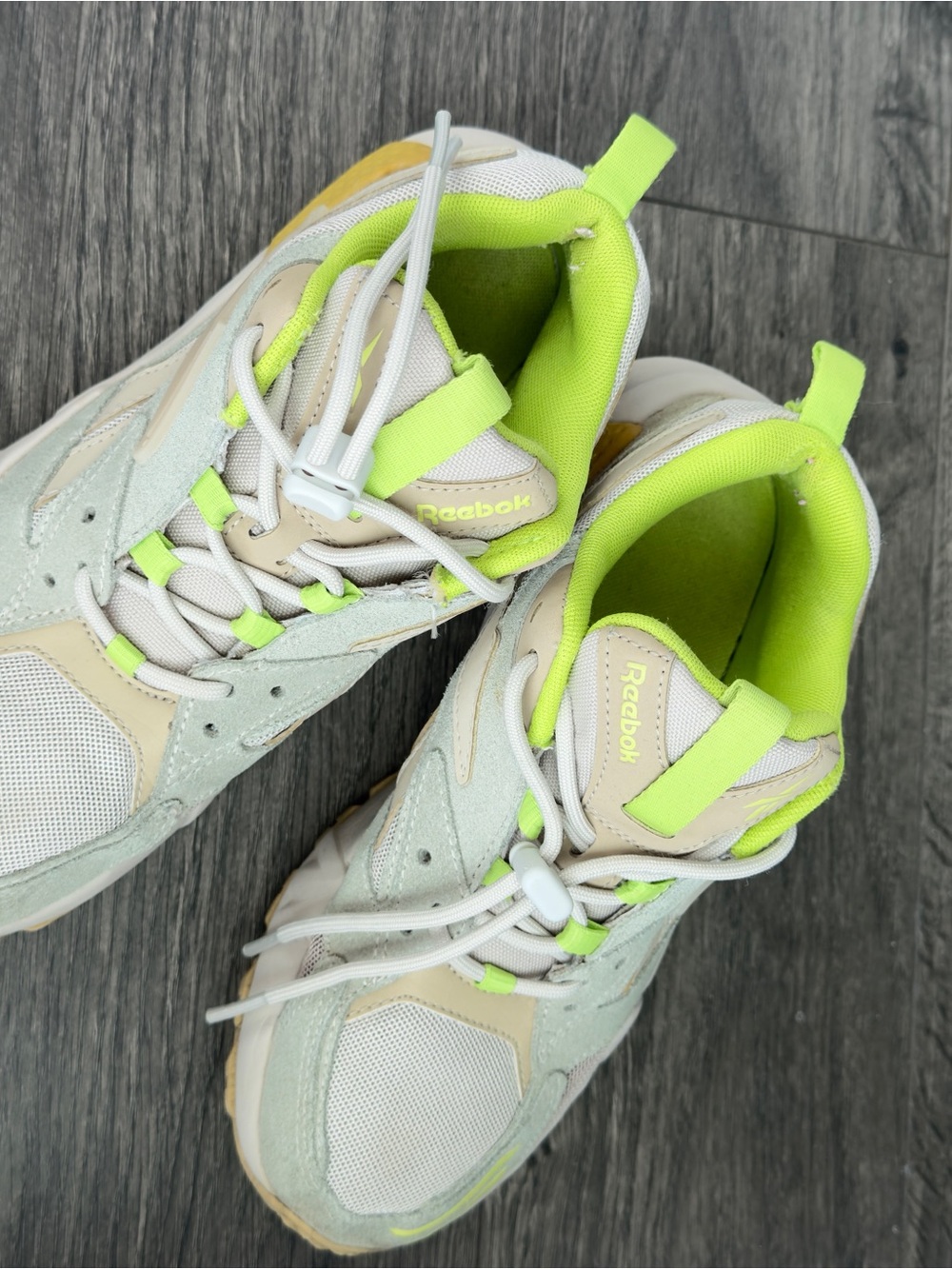 Reebok Light Gray & Neon Green Athletic Sneakers
